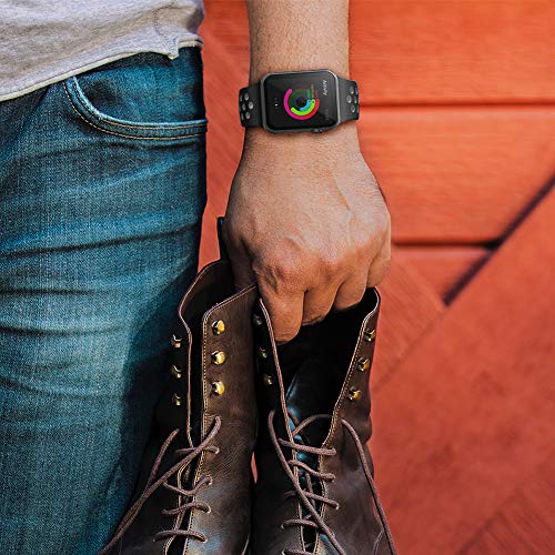 AdMaster Compatible with Apple Watch Bands 42mm 44mm,Soft Silicone Replacement Wristband Compatible with iWatch Series 1/2/3/4 - M/L Black/Cool Grey