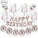 IAMGO Rose Gold Party Decoration,Rose Gold Coffitti Party Supplies Theme Balloons with Happy Birthday Letter Banner Garland and Star Balloons for Baby Shower, Birthday Party