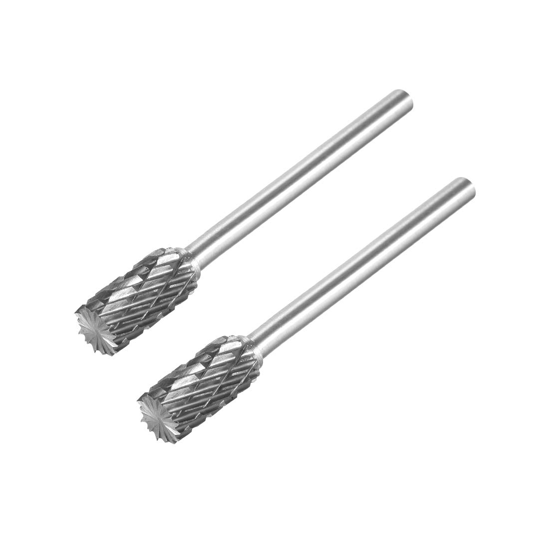 sourcing map Tungsten Carbide Rotary Files 1/8" Shank, Double Cut Top Toothed Cylinder Shape Rotary Tool 6mm Dia, for Die Grinder Drill Bit Wood Soft Metal Polishing Model Engineering, 2pcs