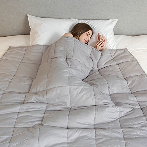 Weighted Idea Autism Weighted Blanket (48''x78'', 12 lbs for 100-140lbs individuals, Light Grey, Queen Size) for Adult Woman and Man - Occupational Therapy for Anxiety, Insomnia, Agitation, Autism