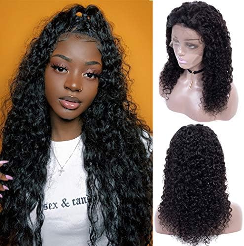 Bestsojoy 10A Brazilian Curly Human Hair Lace Front Wigs 13x4 Brazilian Virgin Human Hair Wigs Pre Plucked with Baby Hair Glueless Lace Wig for Women (18 Inch, Natural Color)