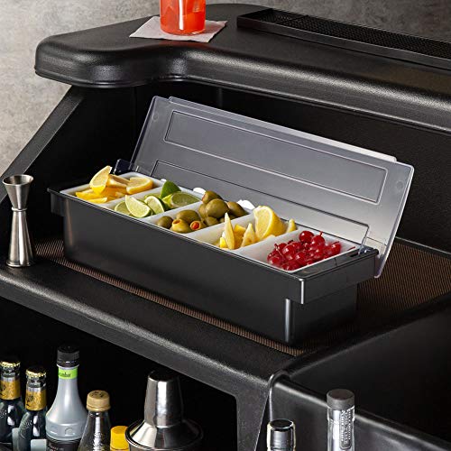 SHANGPEIXUAN Condiment Caddy with Lid Dispenser Tray Bar Fruit Caddy 5 Tray Plastic Garnish Station Great for Restaurant Buffets Bars Picnics Refrigerator Barbecue Catering(Condiment Dispenser 5 Tray)
