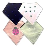 Baby Bandana Drool Bibs Made of Absorbent Soft 100% Organic Cotton with Snaps. Keeps Baby's Clothes Dry and Clean For Hours. Cute Bib Style for Babies Boys and Girls. Gift Set 4- Pack