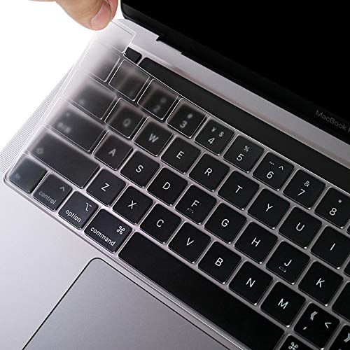 EooCoo Keyboard Cover compatible for 2023-2020 M2/M1 Macbook Pro 13 inch A2338 A2289 A2251 with Touch Bar & Touch ID, UK and EU Layout Ultra Thin Protector Skin, TPU Clear