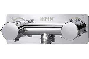 XMK All Metal RV Shower Faucet, RV Camper Shower Valve, 4" RV Shower Faucet Replacement Valve Diverter with Hot/Cold Handles, Camper Shower Faucet(Chrome)