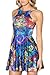 Women's Cartoon Printed Stretchy Sleeveless Pleated Fit and Flare Skater Dress