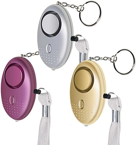 DILLMAN Personal Alarm SOS Emergency Security Alarm with LED Flashlight Anti-rape Anti-theft Safety Sound Keychain Alarm 140 db 3 Pack