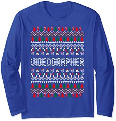 Unisex Videographer Profession Ugly Christmas Sweater Tshirt Medium Royal Blue