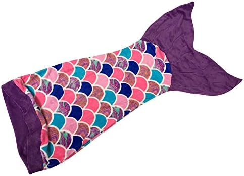 Girls Christmas Gift Mermaid Tail Blanket Wave Tail Super Soft Warm Sleeping Bag for Kids (Purple)