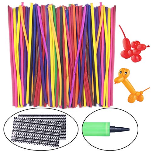 Trooer 200 Pack Balloon Animals Kit Latex Long Balloons Modeling Twisting Balloons Art for Shape Animals Party Decoration