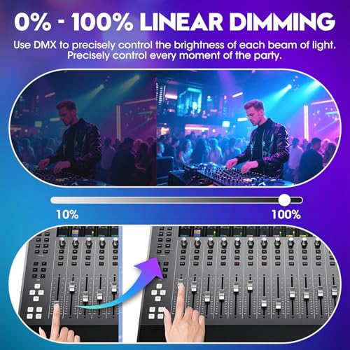 DMX512 LED Moving Head 80W RGBW Disco Projector Light with Remote Control, 6 Light Arms + Bee Eye Effect, DMX512 for DJ Bar Wedding Party