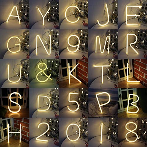 image for Obrecis Neon Number Sign Wall Decorative Neon Lights Warm White Alphab