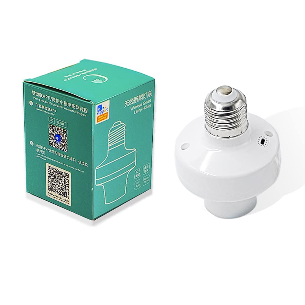 QIACHIP 2.4G Lamp Base Socket Smart Remote Control E27 Bulb Socket Adapter, eWeLink APP Bluetooth Smart Lamp Holder,Timing Delay,No Wi-Fi Required
