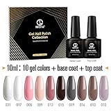 MEFA 12 Pcs Soak Off Gel Nail Polish, 10 Colors Gel + 1 Base Coat + 1 Top Coat(10ml/Bottle), UV Led Gel Polish Manicure Kit For Beginners Nail Art Salon Nail Design Set2