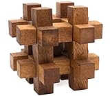 SiamMandalay Lock it Up: 3D Wooden Brain Teaser Puzzle Genius STEM Skill Builder Interlocking Game. Educational Problem Solving Toy for Kids and Adults. Handmade Corporate Desk Accent for Offices