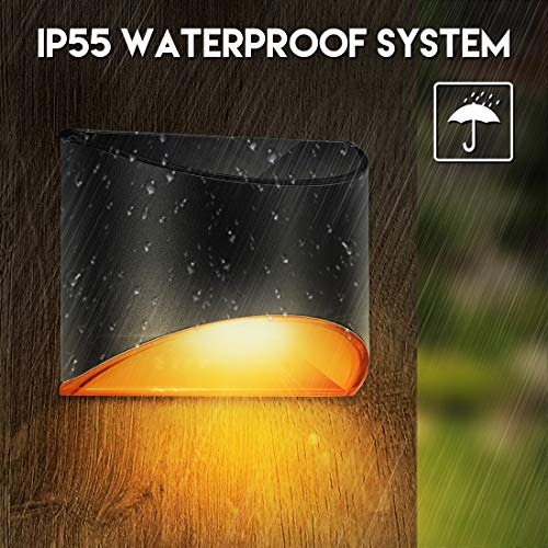 LeiDrail Solar Step Lights Outdoor Deck Fence Stair Warm Light Sun Powered LED Illuminated Landscape Lighting Waterproof for House Yard Garden Post Black - 4 Pack - Thumbnail 5