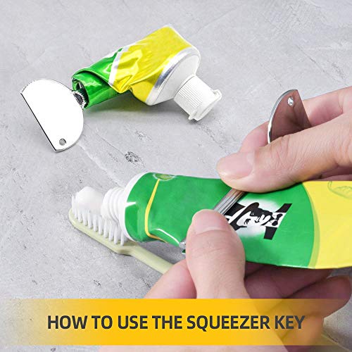 4 Pcs Toothpaste Squeezer - 2 in 1 Toothpaste Dispenser Key and Toothpaste Tube Squeezer Rollers, Metal Toothpaste Tube Wringer Seat Holder Stand by INTSUN