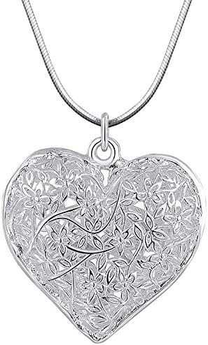 Clearance! Women Silver Plated Heart Carved Pendant Necklace Fashion Jewelry Charm Heart Hollow Necklace Dainty Elegant Retro (Gold)