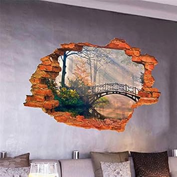 Oceano Arbol Azul Cielo Efecto 3d Pintura Del Paisaje Ventana