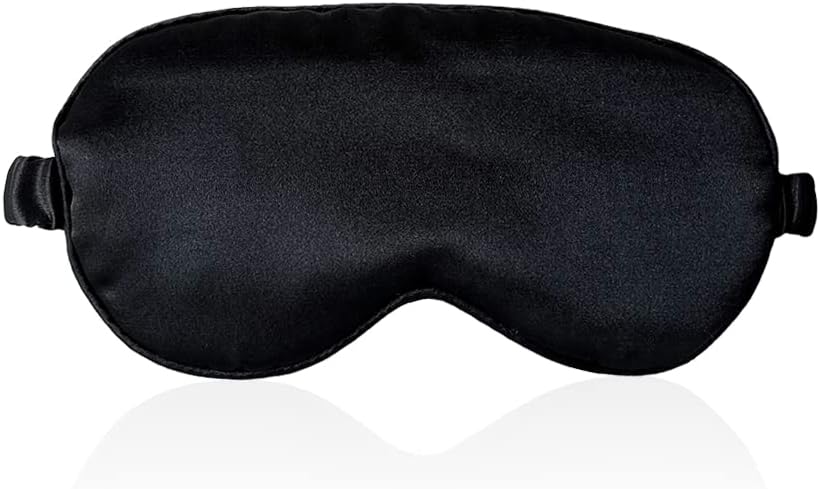 ECHOLLY Sleep Mask 100% Mulberry Silk with Travel Pouch & Ear Plugs (Black)
