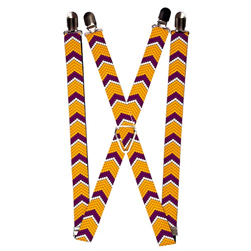 Purple White Yellow Gold Arrow Chevron Pattern Suspenders