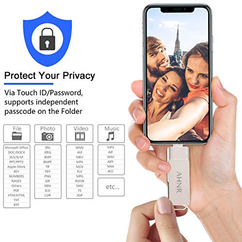 USB Flash Drives for iPhone 128GB [3-in-1] OTG Jump Drive, AHNR Thumb Drives External Micro USB Memory Storage Pen Drive, USB 3.0 Flash Memory Stick for iPhone, iPad, iOS, Android, PC(Silver) - Thumbnail 5