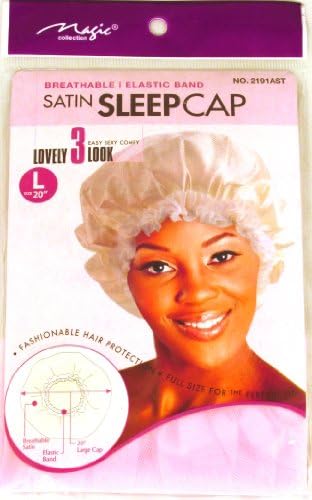 Pink, Satin Sleeping Cap, Breathable and Comfortable Material, Elastic Band, Large Size 20"