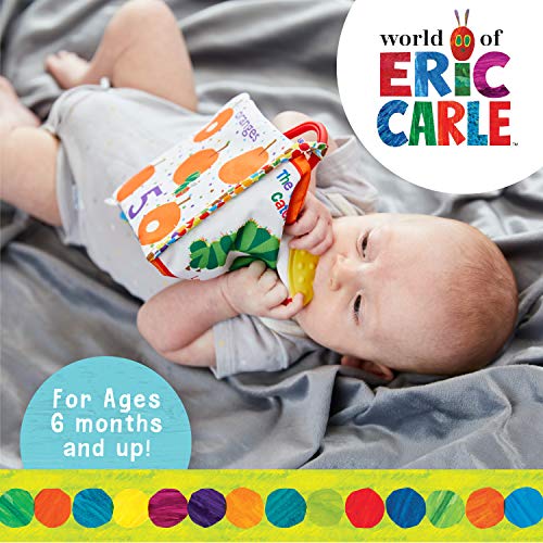 Let's Count Soft Book - World of Eric Carle the Very Hungry Caterpillar Baby on the Go Clip Teething Crinkle Soft Sensory Book for Babies, 5.25x5.25 Inch