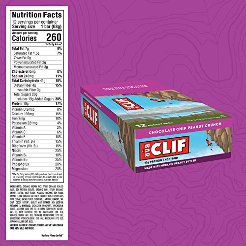 CLIF BARS Energy Bars Chocolate Chip Peanut Crunch Made with