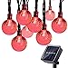 Qedertek Solar String Lights Outdoor,Bubble Globe Solar Lights 20foot 30 LED String Light Crystal Ball Lighting for Fairy Garden, Patio, Wedding, Party and Holiday Decorations(Red)