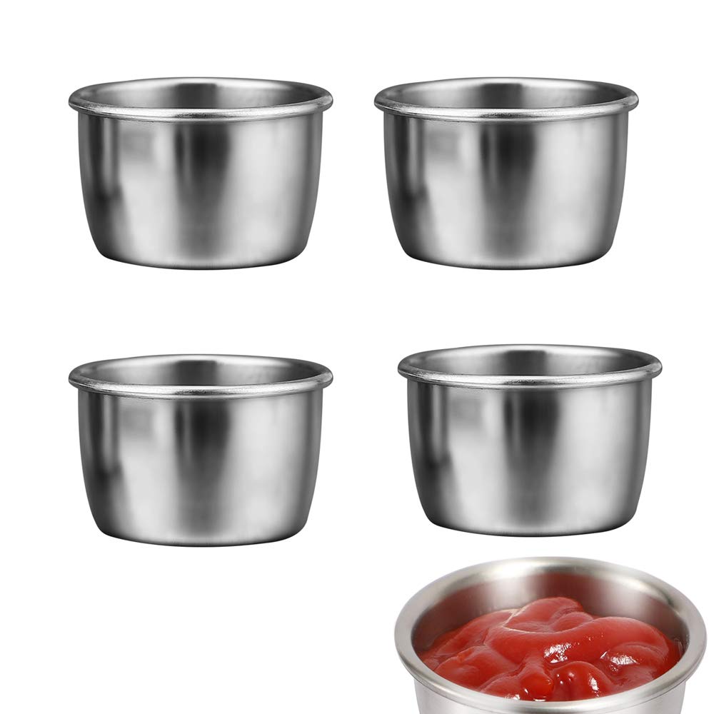 NA 4Pcs 304 Stainless Steel Sauce Dishes Reusable Sauce Container Appetizer Dishes Sauce Cups Sushi Soy Dishes