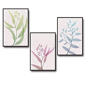 3 Piece Framed Canvas Wall Art for Living Room, Bedroom Leaf Theme Canvas Prints for Home Decoration Ready to Hang - 16"x24"x3 Panels