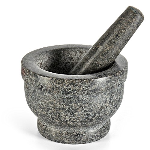 Granite Mortar and Pestle Set Solid Stone Grinder Bowl Holder For Herb