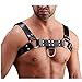FEESHOW Men's PU Leather H Bulldog Adjustable Chest Half Harness (one Size, Black 2)