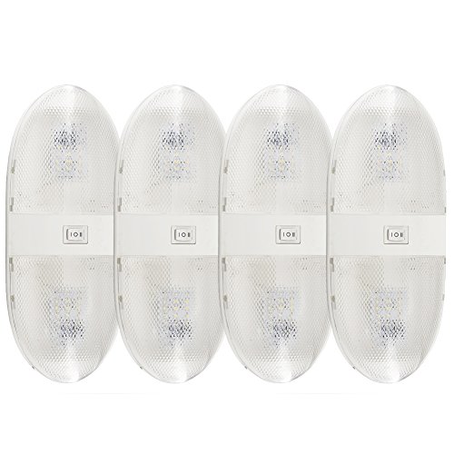 Ashialight LED Dome Light with Switch - Double double dome light High Power LEDs, Natural White,12 Volt RV Lights for RVs, Motorhomes, Campers, 5th Wheels, Trailers (Pack of 4)