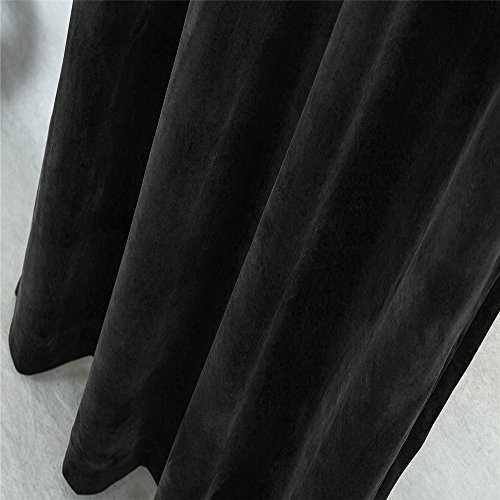 Comforhome Solid soft velvet window curtain Rod Pocket Drapes Black 52" x 95" (1 Panel) - Thumbnail 2