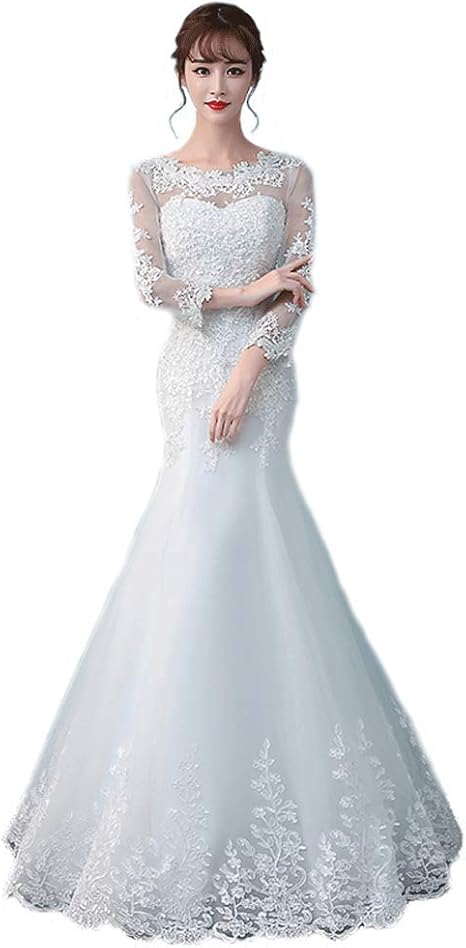 Caim Kleider Hochzeitswortschulterbodenlangenmeerjungfrau Abendkleiddamen Schnuren Sich Gefaltetes Langes Hochzeitskleid Color White Grosse M Amazon De Bekleidung