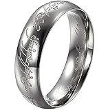 BOHG Jewelry Mens Womens Wide 6mm Lord of the Rings Stainless Steel Love Engagement Wedding Band Silver