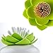 Bloss Q-Tips Holder Cotton Ball/Swab Organizer Lotus Shape Swab Cosmetic Storage&Toothpick Holder, Green