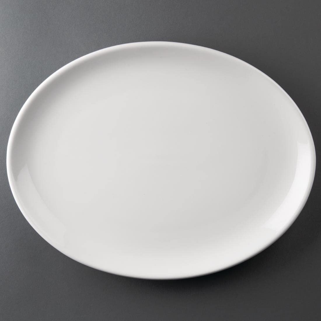 Olympia Athena Hotelware Oval Coupe White Plates, Pack of 6, 305 x 241mm / 12 x 9 1/2 inch, Catering and Restaurant Grade | CC212