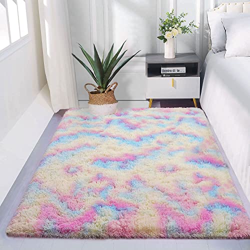 Fluffy Shag Area Rugs for Bedroom 4x6 Feet, Soft Fuzzy Shaggy Rugs for