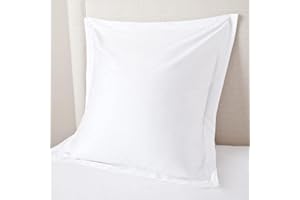 Precious Star Linen Pillow Shams Set of 2 White Euro Square 28x28 Inch 600-TC 100% Egyptian Cotton Pack of 2 Euro White Pillow Shams with 2" Flange Cushion Cover, Super Soft Decorative
