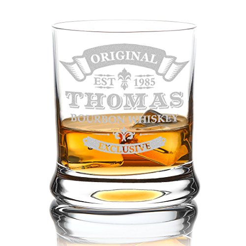 polar-effekt Leonardo Whiskyglas Personalisiert 350 ml - Tumbler für Whiskey, Scotch - Männer-Geschenk mit Gravur Name und Jahreszahl Geschenkidee als Geburtstagsgeschenke