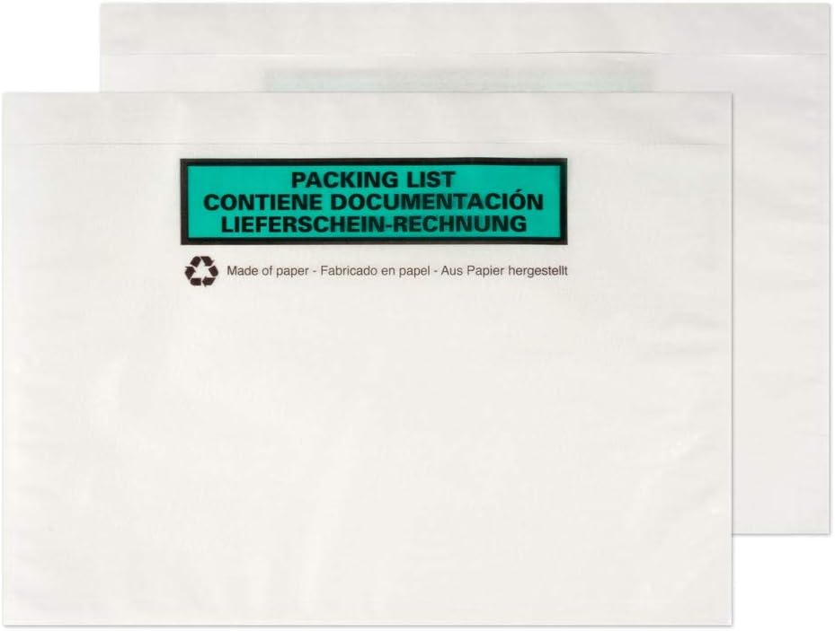 Blake Purely Packaging 235 x 175 mm Paper Printed Document Enclosed Wallets (PAPDE42) Pack of 1000, White