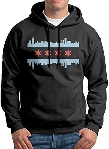 Chicago Flag Skyline Mens Fashion Hooded Sweater Without Pocket Casual Hoodie Black For Mens