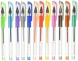 Koulora - 12 Glitter Gel Pens with 40% More Ink for Adult Coloring Books, Drawing, Scrapbooking and Journaling