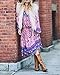 R.Vivimos Women's Long Sleeve Floral Print Retro V Neck Tassel Bohemian Midi Dresses (Large, Pink)