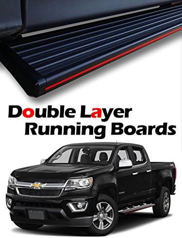 MPH Auto 5.5” Wide Designer Running Boards Custom Fit 2015 2016 2017 2018-2020 Chevy Colorado/GMC Canyon Crew Cab Pickup Black Side Step Assist Rail Nerf Bar mj-003-r 15 16 17 18 19 20