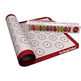 Simple Baker Premium Non-stick Silicone Baking Mat for Macarons - Half Sheet Size 36 cookie template - Bonus Digital Macaron Recipe Book (Red Staggered)