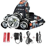 Super Bright 8000 Lumens Led Headlamp Flashlight，Super Bright Headlight ，Waterproof Hard Hat Light， 3 Light 4 Modes, IMPROVED LED with Rechargeable Batteries for Camping Biking Hunting Fishing Outdoor
